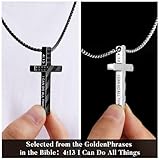 M MOOHAM Fathers Day Gift 250 Anniversary USA Flag - Dad Birthday Gift 4th of July Independence Day Silver Black Cross Necklace for Men Boys Christian First Communion Gift Jewelry 20inches