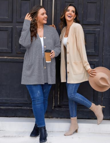 Image of MONNURO Plus Size Cardigan for Women Lightweight Open Front with Pockets