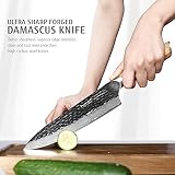 Chef's Knife Knife 20 CM, Ostry nóż do mięsa - 67 warstw stali damasceńskiej i ręcznie kuta rękojeść z drewna oliwnego