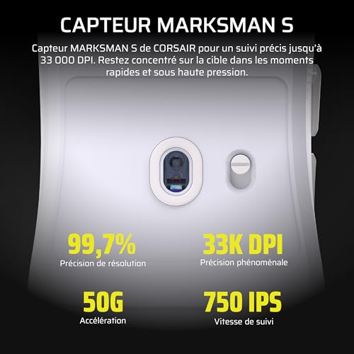 Gaming Corsair Sabre v2 Pro Ultralégère 33 000 DPI 36 g Sans Fil - vue 7