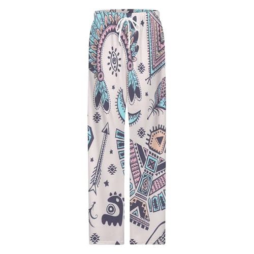 Pajama Pants for Mens Women Fashion Unisex Home PJ Bottoms Sleepwears Prensents American Tribal4