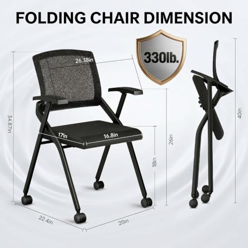 Image of 20-Pack Folding Office Chair with Wheel, Heavy Duty Conference Chairs