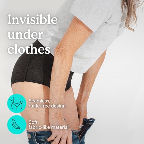 Because Premium Maximum Absorbency Adult Incontinence and Postpartum Bladder Leak Underwear for Women, Heavy Absorbency, Disposable, Black, Small/Medium, 20 Count - Thumbnail 6