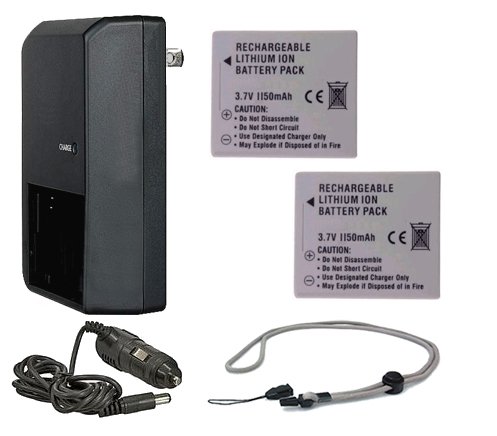 Batteries Nikon S210 avec chargeur et cordon de cou Krusell noir