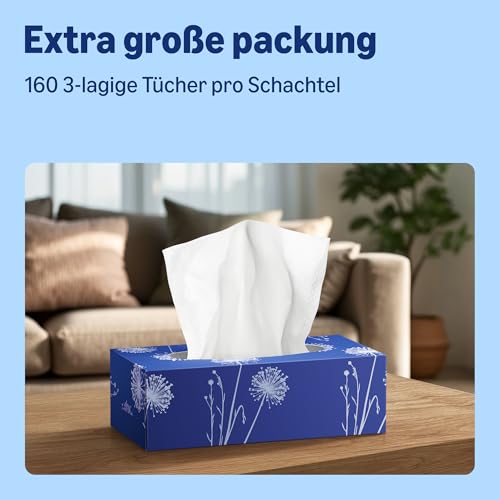 by Amazon Kosmetiktuchbox 3-lagig XL Packung, 160 Stück, 1er-Pack (Zuvor Our Essentials, gleiches Produkt)