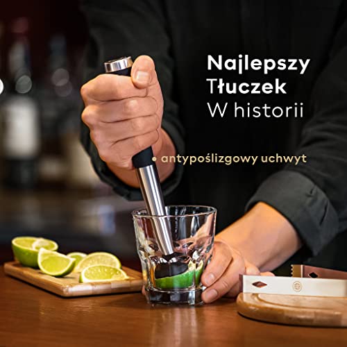 BarDeluxe® Zestaw Barmanski, 12-częściowy, Zestaw Koktajlowy, Shaker do Koktajli 750 ml | W Zestawie Eleganckie Pudełko Upominkowe, Torba do Przechowywania i Książka z Przepisami (Srebro)