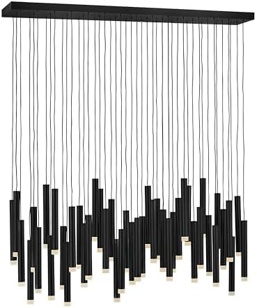 Fredrick Ramond Harmony 45 Light Medium Adjustable Linear Chandelier - Integrated LED, Wind Chime Look - Black Finish