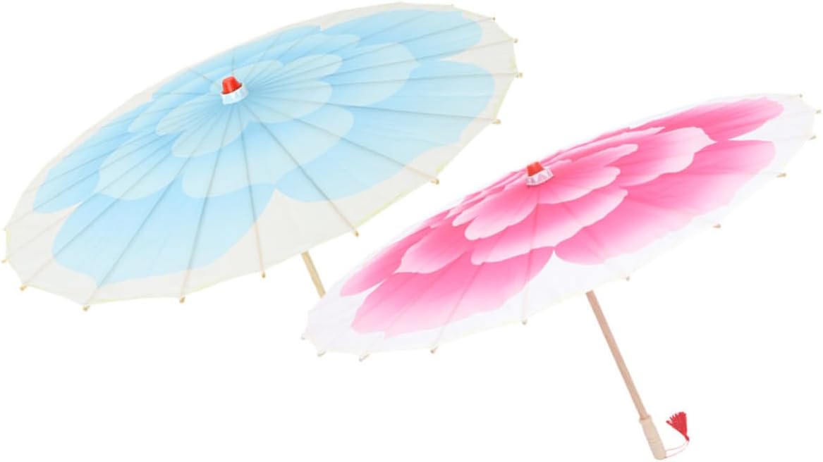 BESPORTBLE Handmade Chinese Oil Paper Umbrella Peony Flower Stick Parasol Classical Decorative Cosplay Umbrella 82cm Diameter for Festivals and Stage Performances