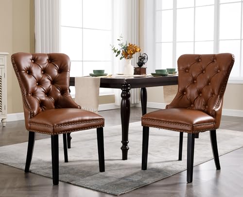 EALSON Modern Dining Chairs Set of 2 Mid Century Leather