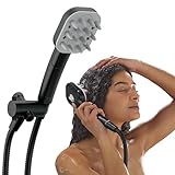 Delta VersaCurl Detangling Handheld Shower Head Tool for Curly Hair with 3 Curl Defining Brush Inserts Included, Detangler Brush Hand Shower with Hose, Matte Black 74B430BL