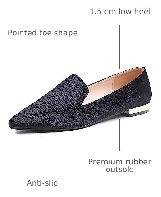 Image of FEVERSOLE Women's Loafer Flat Pointed Deco Low Heel Fashion Slip On Dress Driving Office Shoes
