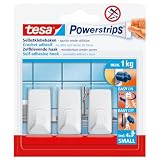 tesa Powerstrips Haken Small ECKIG - Weiß - 1 kg Halteleistung