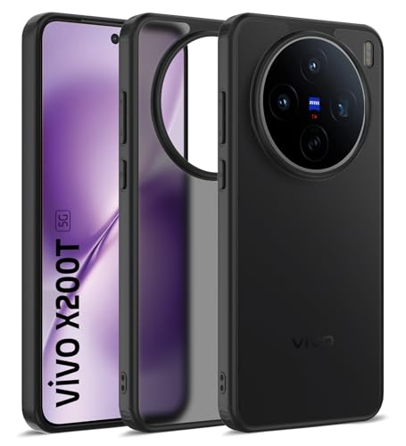 Image of Golden Sand for Vivo X200T 5G - Rugged Frosted Semi Transparent PC Shock Proof Slim Back Case for Vivo X200T, Stellar Black