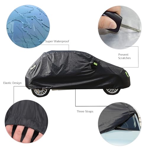 Image of Car Cover Waterproof All Weather Compatible with Fiat 500 /500 Abarth 2011-2022,Car Cover Sun Hail UV Snow Dust Protection Cover Exterior Accessories (Black)