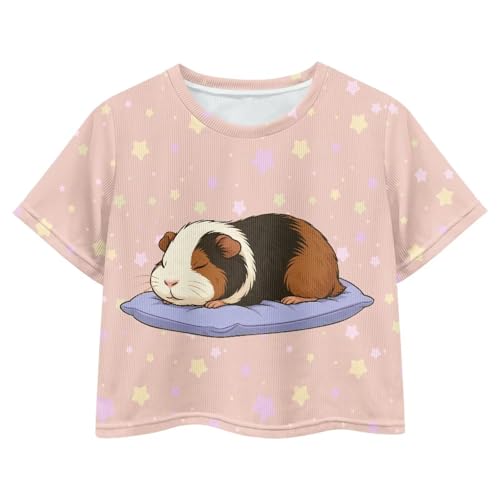 Image of Girls Fashion Crewneck Tee Shirts Casual Short Sleeve Crop Top Summer Outfits 5-14 Year