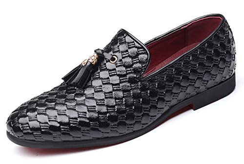 Santimon Mens Loafers Tassel Fringe Comfortable Casual Moccasins Woven Slip On Driving Wedding Prom Shoes2