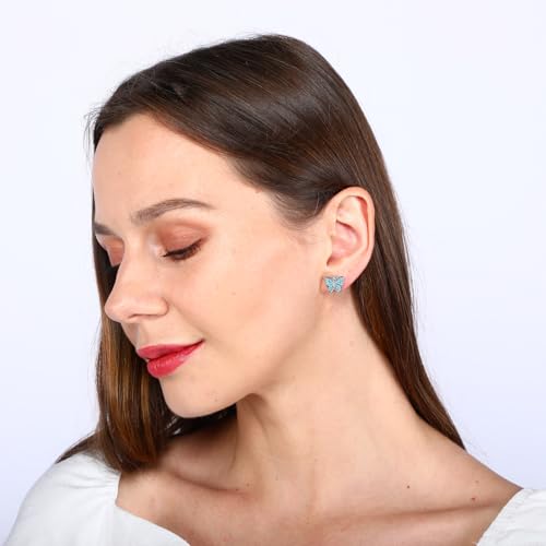 Image of Crystal Butterfly Earrings,Inlaid with Zirconia,Hypoallergenic Children's Diamond Silver Earrings,Birth Gift Birthday Valentine's Day Mother's Day Graduation Gift