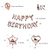Rose Gold Happy Birthday Balloons Party Decoration Set 36 pcs , 13 Letter Balloons Banner 1 Star and 2 Heart Foil Balloon, 20pcs Latex Balloons, Best Party Supplies