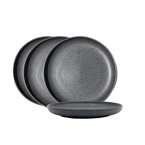 Livingtaste Ceramic Dinnerware, 4-Pack, Dish Set Black Matte 8-Inch Plate Perfect For Kitchen, Patio, Dining Sets… #TOP19