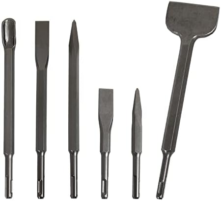 Concrete SDS Plus Chisel Bit Set High Carbon Steel Masonry Concrete Chisel Drill Bits with Point Flat Groove Chisel for Hammer Drill 5-9/10~3 In 6pcs