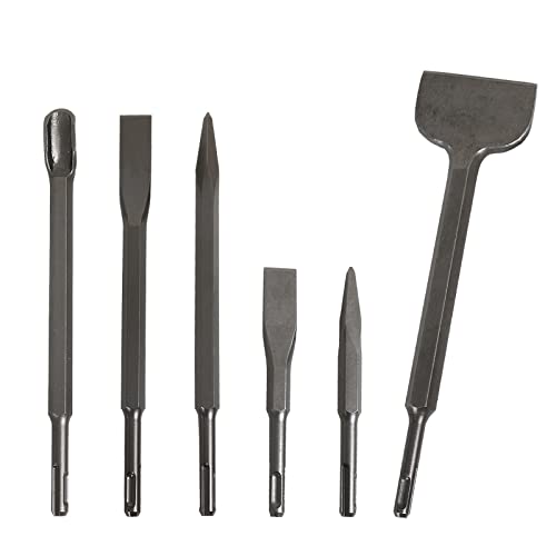 Concrete Sds Plus Chisel Bit Set High Carbon Steel Masonry Concrete Chisel Drill Bits With Point Flat Groove Chisel For Hammer Drill 5-9/10~3 In 6Pcs #TOP3