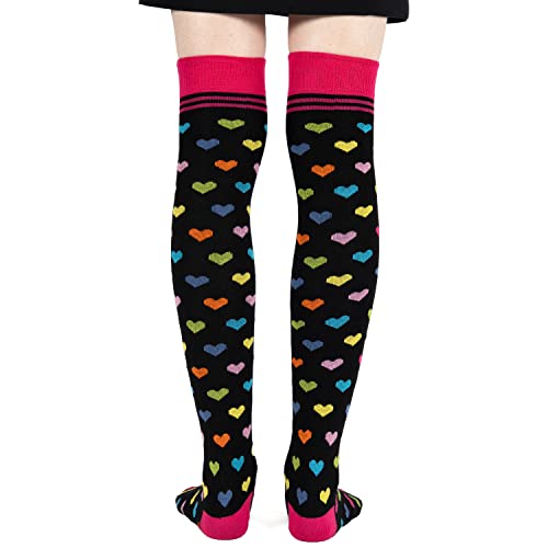 Mysocks Womens Over The Knee Flower Socks Multicolour Hearts Black 6-10 #TOP4