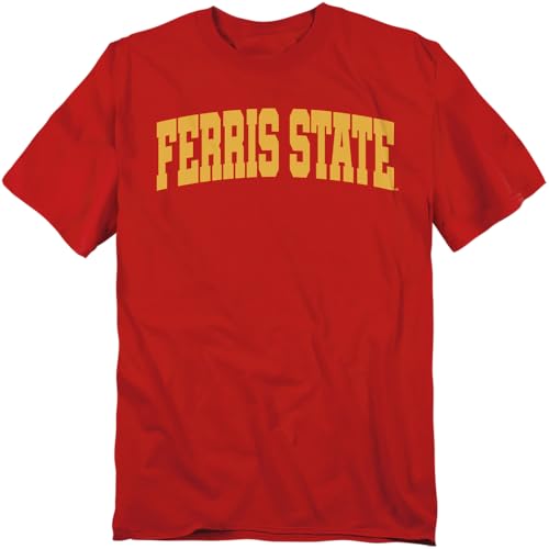 LOGOVISION Ferris State University School Name Arch Unisex Adult T Shirt, Red, 5X-Large