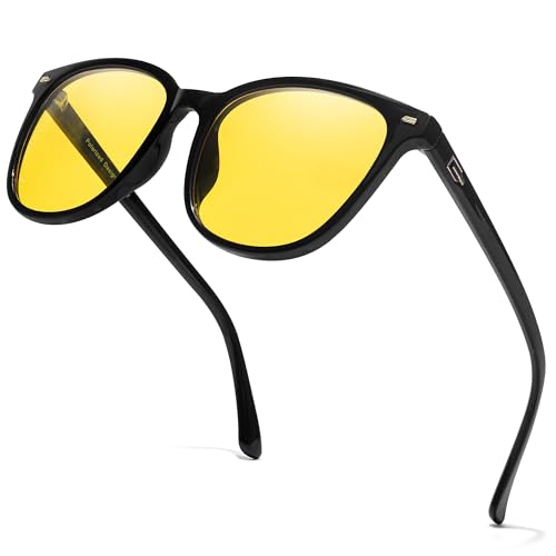 LVIOE Polarized Night Vision Driving Glasses for Women, Anti Glare Yellow Lens Glasses for Nighttime UV400 Protection