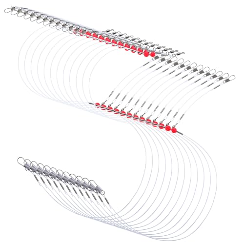 HaiFafafaing 12 Pcs Double Drop Saltwater Fishing Rig - Pre-Tied 2 Hook Bottom Fishing Rigs with Swivels and Snaps - 90lb Mono Leader Line for Snapper, Bass, Mackerel, Catfish, Surf Pier Boat