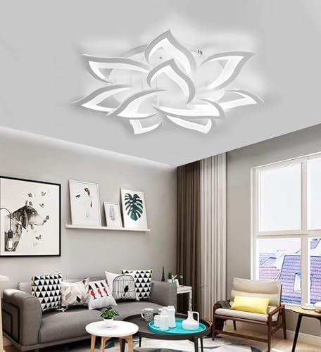 RUTAIDYE 80W Dimmable LED Ceiling Light 10-Flower Chandelier