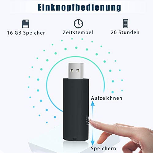 Mini Diktiergerät H+Y Digitales Diktiergerät mit 16 GB Speicher