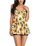 short amarillo mujer 【Escena Aplicable】- los trajes de baño tankini están impresos con un patrón floral simple y elegante, adecuado para la mayoría de las ocasiones. Son adecuados para fiestas en la playa, natación, baños, deportes acuáticos, vacaciones de verano, lunas de miel y otras ocasiones.