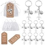 BEAMARKER 10 Set Flugzeug Schlüsselanhänger als Gastgeschenke Bestehend Aus Flugzeug Schlüsselanhängern Mit Dankeskarten Und Organzabeuteln Ideal Für Hochzeiten Geburtstage Thanksgiving als Gastgesche