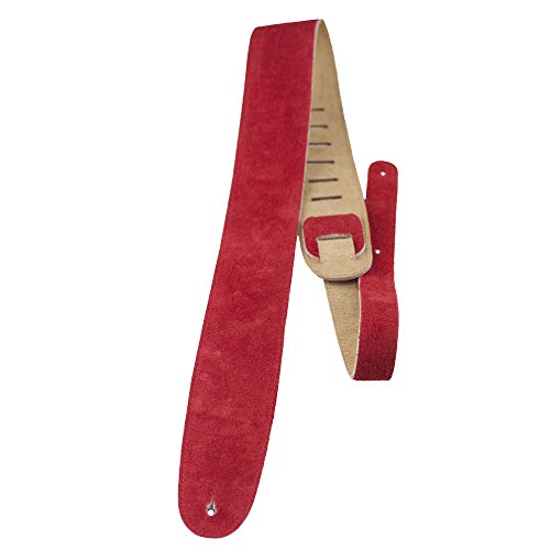 Perri’s Leathers Ltd. - Guitar Strap - Suede - Adjustable - For Acoustic/Bass/Electric Guitar - Made In Canada (Red) #TOP7