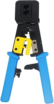 RJ45 Crimp Tool, Ethernet Connector Tool Crimper Cutter Stripper All-in-one Multi-Tool for RJ45/RJ12, CAT5, CAT5e, CAT6 Regular and End-Pass-Through Connectors