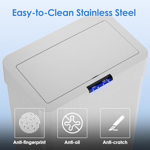 Sensor de basura automático con tapa y sensor de movimiento blanco miniatura 6