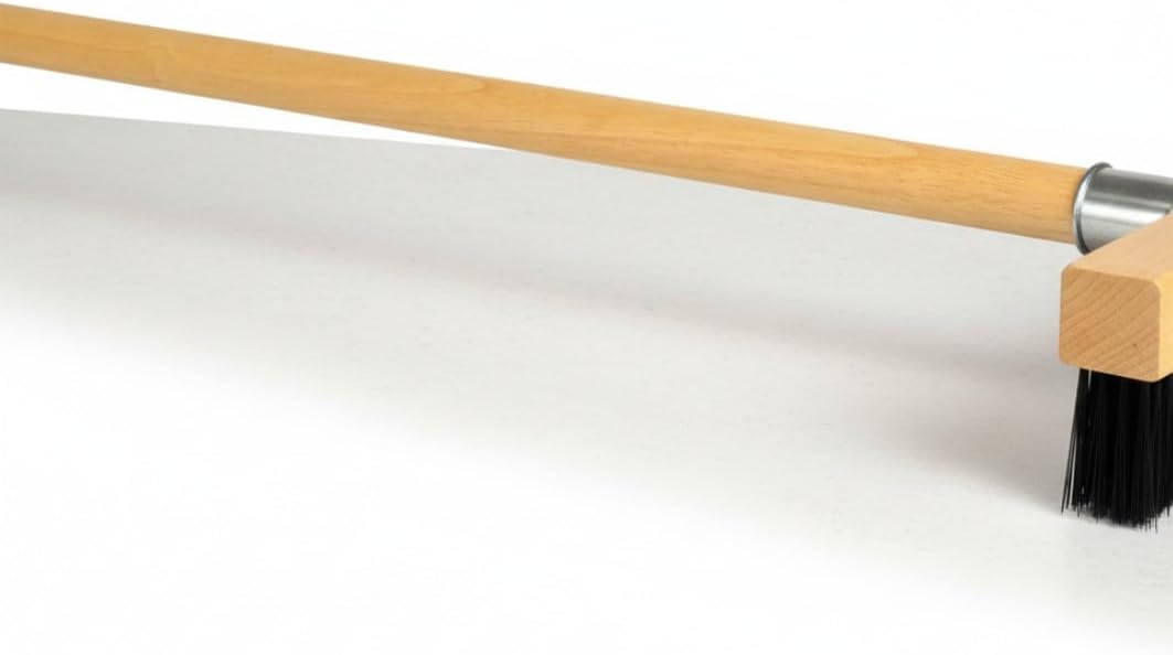 TrueCraftware- 10" Pizza Oven Brush with Scraper Black Metal Wire Brush with 37" Long Wooden Handle-Pizza Oven Cleaning Brush for Pizza Stone Grill Brush Outdoor BBQ Cleaning Oven Accessories
