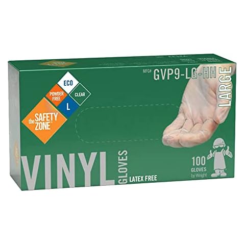 Safety Zone GVP9-MD-HH Economy Disposable Glove, Powder Free, M, Vinyl (Pack of 1000) Cover