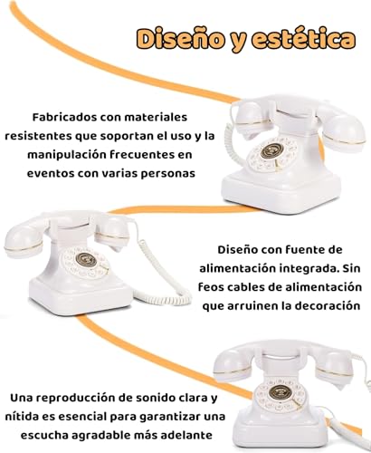 Miniatura 4 de Retrovox Libro De Visitas De Audio Para Teléfono De Boda, Libro De Visitas Y Cartelería, Estilo Vintage Para Recepción De Boda, Despedida De Soltera, Baby Shower 02 Blanco Perla