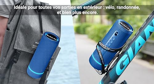 Decibelvibe Tnz Sleek 8 - Enceinte Portable Bluetooth, Étanche IP66, Son Puissant de 30W, Basses Profondes, Bluetooth 5.3, 25H d'Autonomie, Couplage Steréo, Lumières RGB. (Bleu) – vue 6