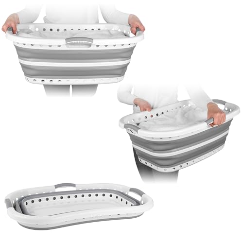 Beldray LA072979GRYEU składany kosz na pranie | do przenoszenia dużych ładunków prania w domu lub do prania | plastik | 37 l | szary, 66 x 44 x 24 cm