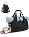BAGSMART Gym Bag for Women, Lightweight Duffel with Shoe Compartment, Tote Bag with Wet Pocket for Yoga Travel, Black