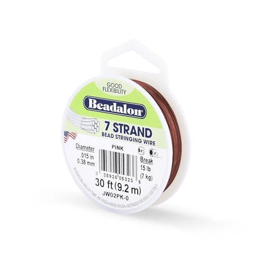Beadalon 7-Strand Stainless Steel Beading Wire, .015 in / 0.38 mm - Pink