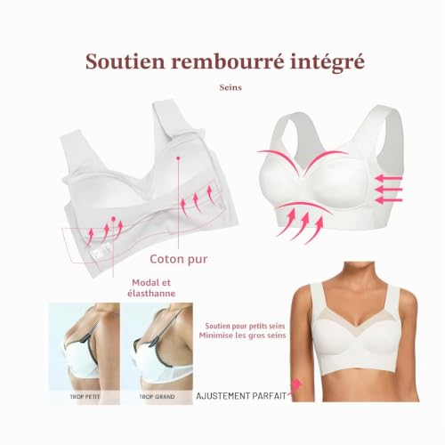 WOWENY Soutien-Gorge sans Fil Femme Bralette Zero Feel Invisible Ultra Confort Doux à Enfiler Bustier Bonnets Non Amovibles Extensible Blanc – vue 3