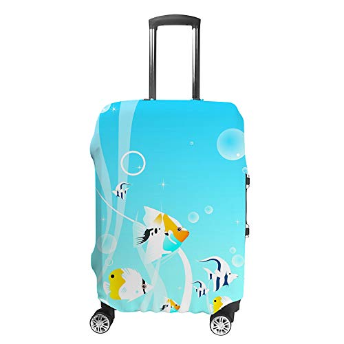 Housse de protection pour bagages valise cabine ou soute imprimé poissons mer