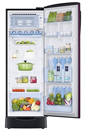 Image of Samsung 246L 3 Star Inverter Direct-Cool Single Door Refrigerator Appliance (RR26C3893CR /HL,Camellia Purple) Base Stand Drawer