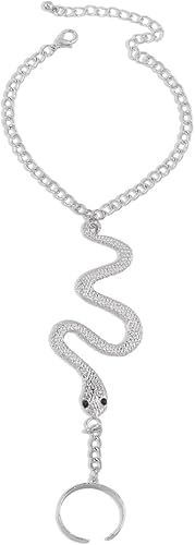 Miniatura 4 de Jumwrit Pulsera de cadena de mano, pulsera bohemia con anillo de serpiente para el dedo, cadena esclava, arnés de mano, pulsera delicada con anillo
