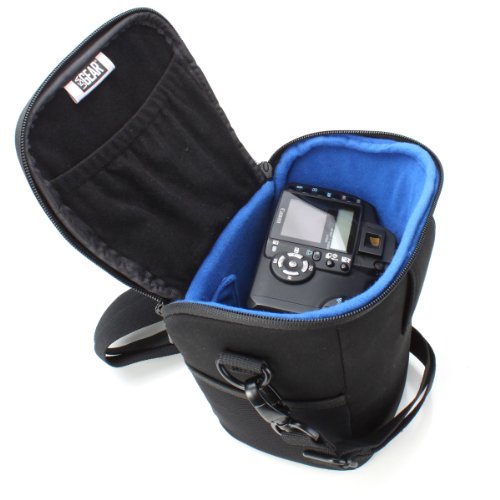 Usa Gear Black Water-Resistant Camera Holster Bag & Travel Carrying Case With Protective Rain Cover For Dslr Zoom Cameras- Will Fit Canon Eos Rebel M , 1200D , 1100D , 700D , 650D , 600D , 100D , 70D , Sx Series With 18-135Mm Lens , 18-55Mm Lens & More #TOP4