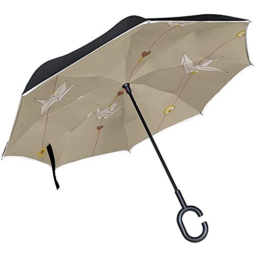 Alice Eva Ombrello Capovolto Ripiegare l'ombrello Desiderio Fatto a Mano Gru di Carta Regalo Ombrello Giocattolo Ombrello Reversibile Pieghevole