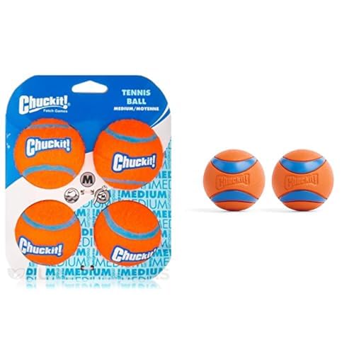 Chuckit Dog Ball Bundle - 4 Tennis Balls 2 5 Inch 2 Ultra Balls 2 5 Inch for
